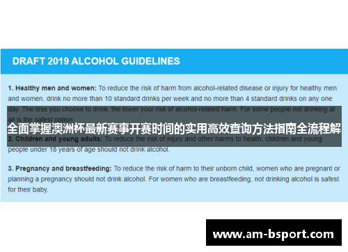 全面掌握澳洲杯最新赛事开赛时间的实用高效查询方法指南全流程解
